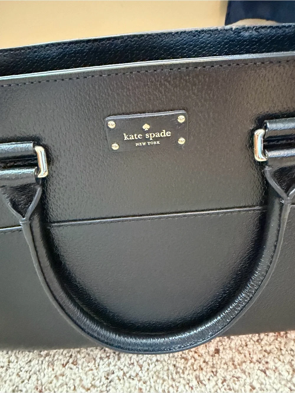 kate spade Black Pebbled Leather Satchel with Top Handles